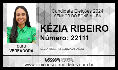 Candidato KÉZIA RIBEIRO 2024 - SENHOR DO BONFIM - Eleições