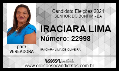 Candidato IRACIARA LIMA 2024 - SENHOR DO BONFIM - Eleições