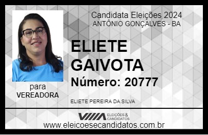 Candidato ELIETE GAIVOTA 2024 - ANTÔNIO GONÇALVES - Eleições