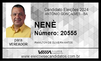 Candidato NENÉM OLIVEIRA 2024 - ANTÔNIO GONÇALVES - Eleições