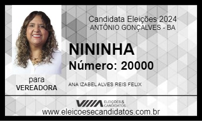 Candidato NININHA DO GADO 2024 - ANTÔNIO GONÇALVES - Eleições