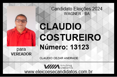 Candidato CLAUDIO COSTUREIRO 2024 - WAGNER - Eleições