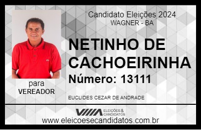 Candidato NETINHO DE CACHOEIRINHA 2024 - WAGNER - Eleições