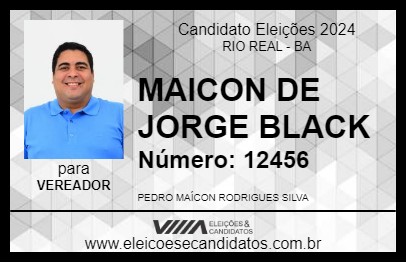 Candidato MAICON DE JORGE BLACK 2024 - RIO REAL - Eleições