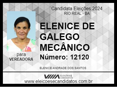 Candidato ELENICE DE GALEGO MECÂNICO 2024 - RIO REAL - Eleições