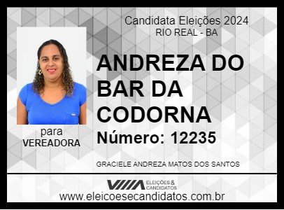 Candidato ANDREZA DO BAR DA CODORNA 2024 - RIO REAL - Eleições