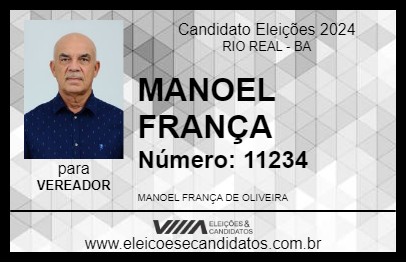 Candidato MANOEL FRANÇA 2024 - RIO REAL - Eleições