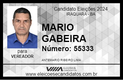 Candidato MARIO GABEIRA 2024 - IRAQUARA - Eleições