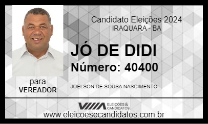 Candidato JÓ DE DIDI 2024 - IRAQUARA - Eleições