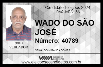 Candidato WADO DO SÃO JOSÉ 2024 - IRAQUARA - Eleições