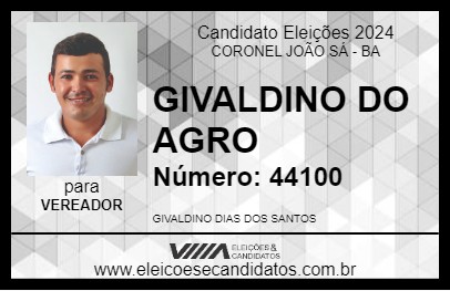 Candidato GIVALDINO DO AGRO 2024 - CORONEL JOÃO SÁ - Eleições