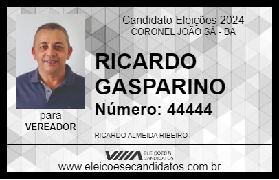 Candidato RICARDO GASPARINO 2024 - CORONEL JOÃO SÁ - Eleições