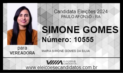 Candidato SIMONE GOMES 2024 - PAULO AFONSO - Eleições