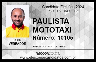 Candidato PAULISTA MOTOTAXI 2024 - PAULO AFONSO - Eleições