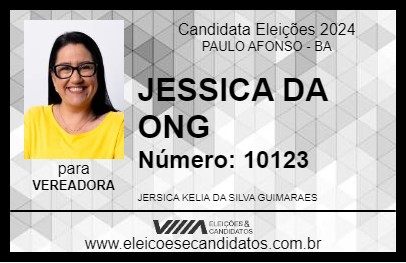 Candidato JESSICA DA ONG 2024 - PAULO AFONSO - Eleições