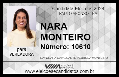 Candidato NARA MONTEIRO 2024 - PAULO AFONSO - Eleições