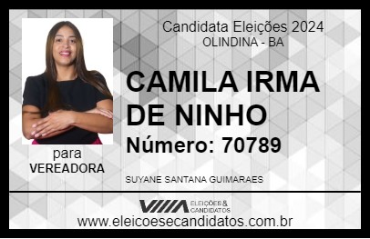 Candidato CAMILA IRMA DE NINHO 2024 - OLINDINA - Eleições