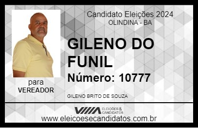 Candidato GILENO DO FUNIL 2024 - OLINDINA - Eleições