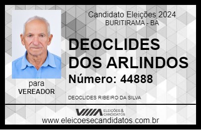 Candidato DEOCLIDES DOS ARLINDOS 2024 - BURITIRAMA - Eleições