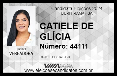 Candidato CATIELE DE GLÍCIA 2024 - BURITIRAMA - Eleições