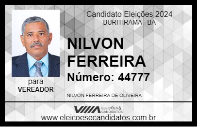 Candidato NILVON FERREIRA 2024 - BURITIRAMA - Eleições