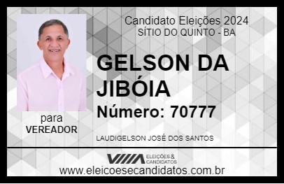 Candidato GELSON DA JIBÓIA 2024 - SÍTIO DO QUINTO - Eleições