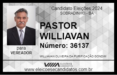 Candidato PASTOR WILLIAVAN 2024 - SOBRADINHO - Eleições