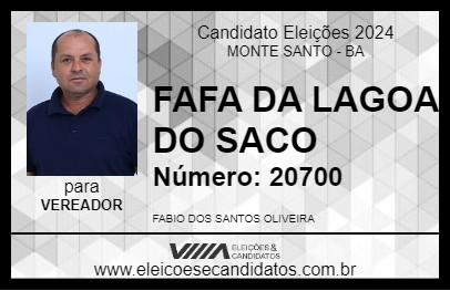 Candidato FAFA DA LAGOA DO SACO 2024 - MONTE SANTO - Eleições