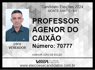 Candidato PROFESSOR AGENOR DO CAIXÃO 2024 - MONTE SANTO - Eleições