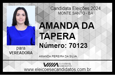 Candidato AMANDA DA TAPERA 2024 - MONTE SANTO - Eleições