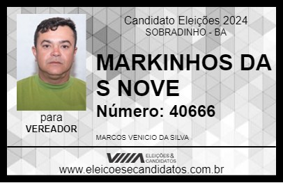 Candidato MARKINHOS DA  S  NOVE 2024 - SOBRADINHO - Eleições