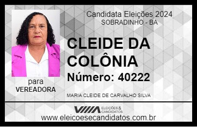 Candidato CLEIDE DA COLÔNIA 2024 - SOBRADINHO - Eleições