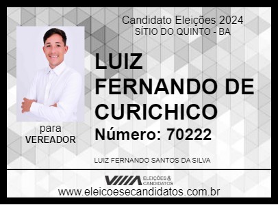 Candidato LUIZ FERNANDO DE CURICHICO 2024 - SÍTIO DO QUINTO - Eleições