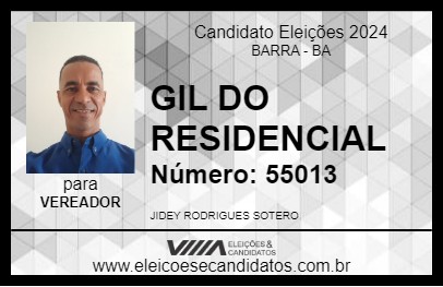 Candidato GIL DO RESIDENCIAL 2024 - BARRA - Eleições