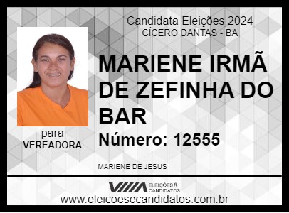 Candidato MARIENE IRMÃ DE ZEFINHA DO BAR 2024 - CÍCERO DANTAS - Eleições