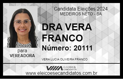 Candidato DRA VERA FRANCO 2024 - MEDEIROS NETO - Eleições