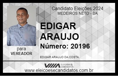 Candidato EDIGAR ARAUJO 2024 - MEDEIROS NETO - Eleições