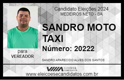 Candidato SANDRO MOTO TAXI 2024 - MEDEIROS NETO - Eleições