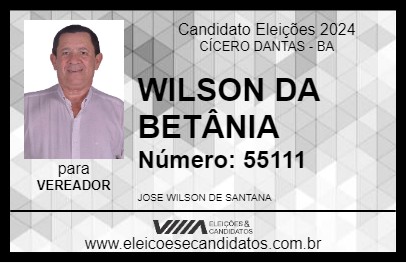 Candidato WILSON DA BETÂNIA 2024 - CÍCERO DANTAS - Eleições