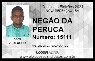 Candidato NEGÃO DA PERUCA 2024 - NOVA REDENÇÃO - Eleições