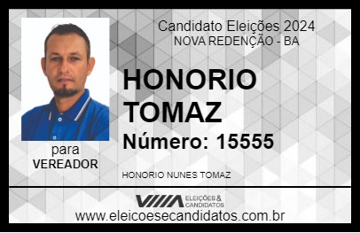 Candidato HONORIO TOMAZ 2024 - NOVA REDENÇÃO - Eleições