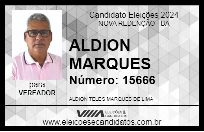 Candidato ALDION MARQUES 2024 - NOVA REDENÇÃO - Eleições