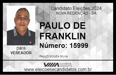 Candidato PAULO DE FRANKLIN 2024 - NOVA REDENÇÃO - Eleições