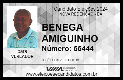 Candidato BENEGA AMIGUINHO 2024 - NOVA REDENÇÃO - Eleições