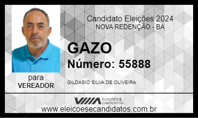 Candidato GAZO 2024 - NOVA REDENÇÃO - Eleições