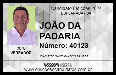 Candidato JOÃO DA PADARIA 2024 - ESPLANADA - Eleições