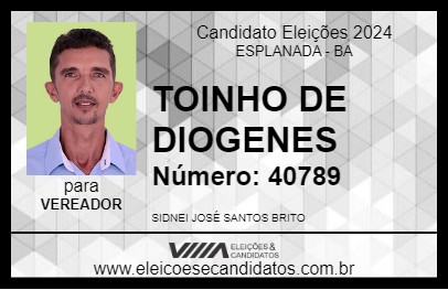 Candidato TOINHO DE DIOGENES 2024 - ESPLANADA - Eleições