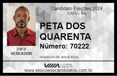 Candidato PETA DOS QUARENTA 2024 - CATU - Eleições