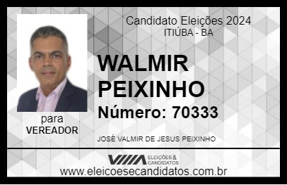 Candidato WALMIR PEIXINHO 2024 - ITIÚBA - Eleições