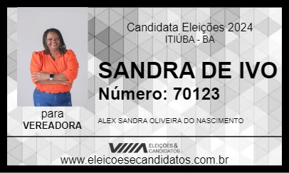 Candidato SANDRA DE IVO 2024 - ITIÚBA - Eleições